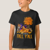T-shirt Happy Fall Y'all Cats Lover Automne Citrouille Map (Devant)