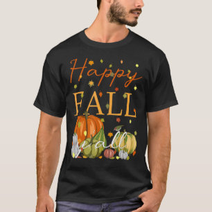 T-shirt Happy Fall Y'All Citrouille & Autumn Leaves Thanks