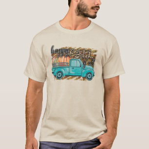 T-shirt Happy Fall Y'all Citrouille Farm Truck Plaid