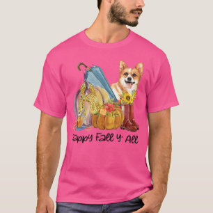 T-shirt Happy Fall Yall Corgi Chien Maman Citrouille Fall 