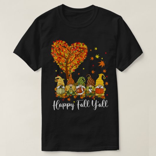 T-shirt Happy Fall Y'all Gnome Leopard Citrouille Funny Au (Design devant)