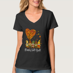 T-shirt Happy Fall Y'all Gnome Leopard Citrouille Funny Au