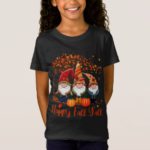 T-Shirt Happy Fall Y'all Gnomes arbre Citrouille Automne m