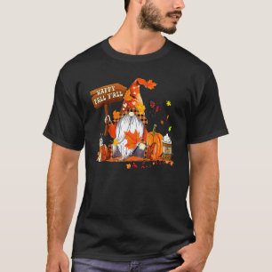 T-shirt Happy Fall Yall Gnomes Citrouille Café Automne Mer