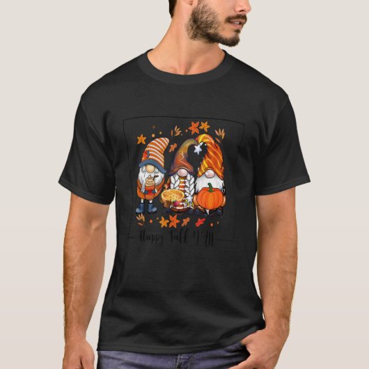 T-shirt Happy Fall Yall Gnomes Leopard  Autumn Fall Gnomes (Devant)