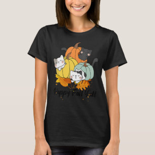T-shirt Happy Fall Y'all mignonne Chat Citrouilles Automne