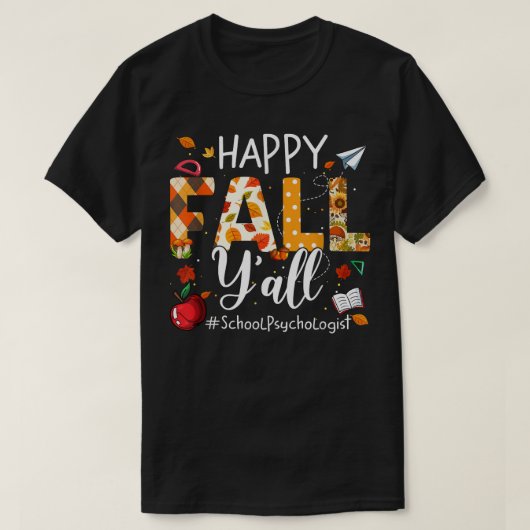 T-shirt Happy Fall Yall Psychologue scolaire Feuilles d'au (Design devant)