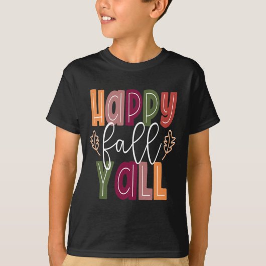 T-shirt Happy Fall Yall Pumkin Thanksgiving Halloween Cut (Devant)