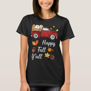 T-shirt Happy Fall Yall Red Truck Golden Retriever