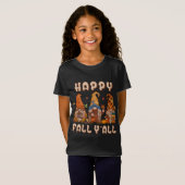 T-Shirt Happy Fall Yall Three Gnomes Leopard Sunflower (Devant entier)