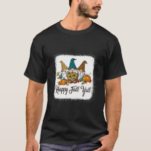 T-shirt Happy Fall Yall Three Gnomes Leopard Sunflower