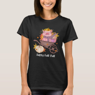 T-shirt Happy Fall Yu2019all mignon Citrouille porc Feuill