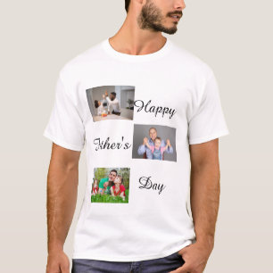 T-shirt Happy Fête des pères 3 Photo Collage personnalis