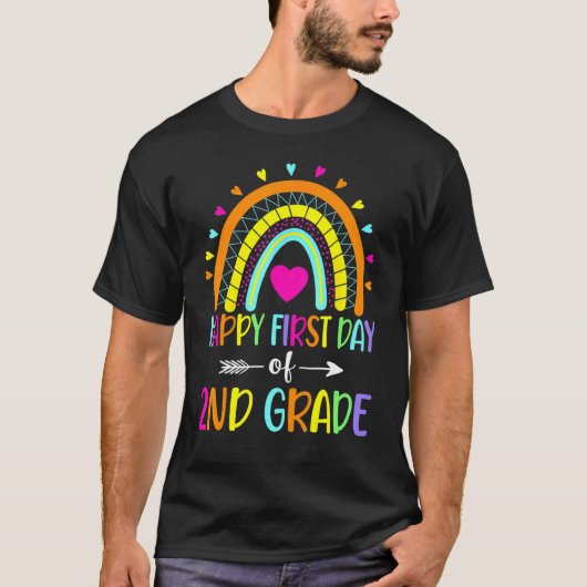 T-shirt Happy First Day Of 2nd Grade Teacher Student Rainb (Devant)
