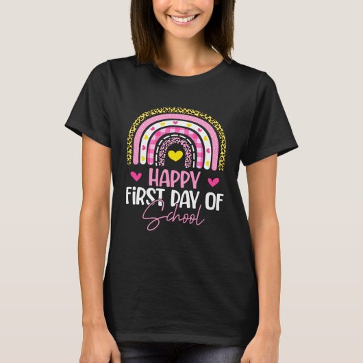 T-shirt Happy First Day School Rainbow Welcome Back To Sch (Devant)