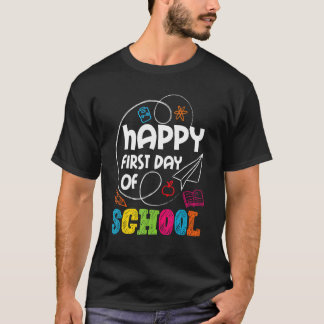 T-shirt Happy First Teacher Student Kindergarten  Back To 