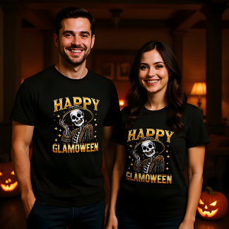 T-shirt Happy Glamoween Glamourous Halloween Squelette