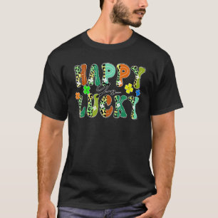 T-shirt Happy Go heureux Leopard design clo du jour de St 