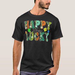 T-shirt Happy Go heureux Leopard design clo du jour de St 