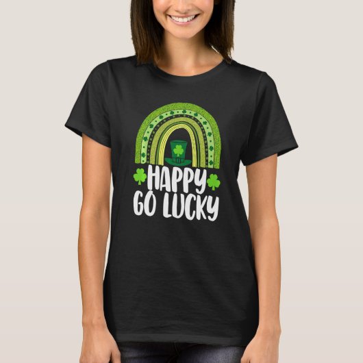 T-shirt Happy Go Lucky Men St Patrick's Day Rainbow Love (Devant)