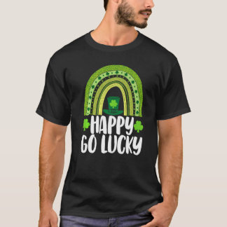 T-shirt Happy Go Lucky  Men St Patrick's Day Rainbow Love 