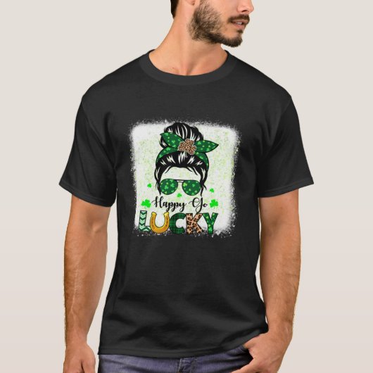 T-shirt Happy Go Lucky St Patrick s Day Messy Bun For Boy  (Devant)