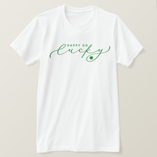 T-shirt Happy Go Lucky St. Patrick's Day Jote Green Script (Design devant)