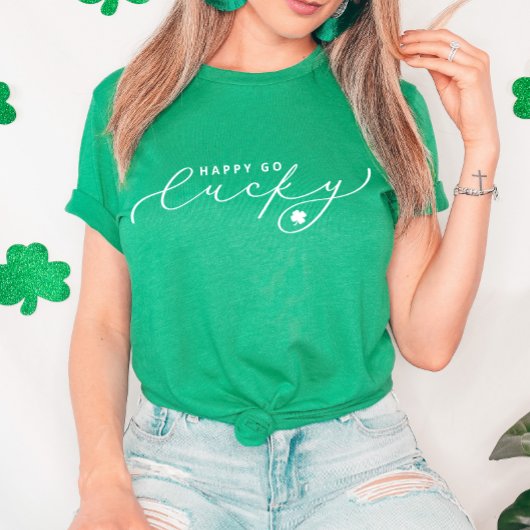 T-shirt Happy Go Lucky St. Patrick's Day Jote White Script