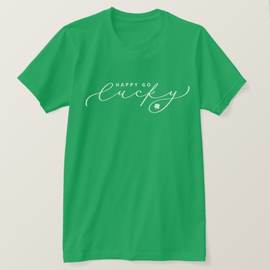 T-shirt Happy Go Lucky St. Patrick's Day Jote White Script (Design devant)