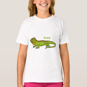 T-shirt Happy green iguana cartoon