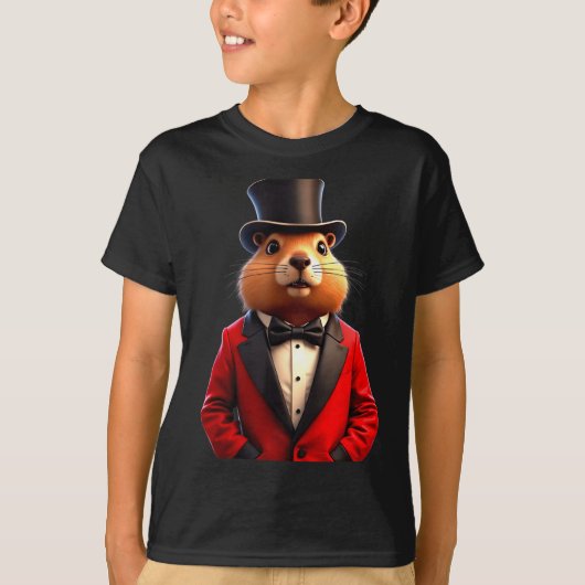 T-shirt Happy Groundhog Day 2025 Groundhog Gentleman Hat _ (Devant)