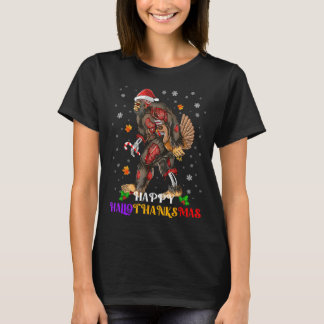 T-shirt Happy Hallothanksmas Bigfoot Halloween Thanksgivin