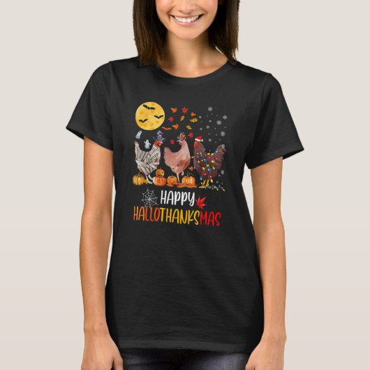 T-shirt Happy HalloThanksMas Chicken   Famring Christmas   (Devant)