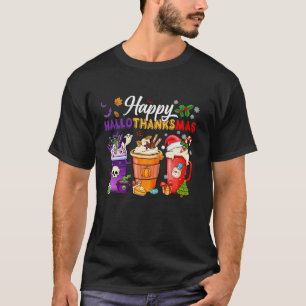 T-shirt Happy Hallothanksmas Coffee Halloween Thanksgiving