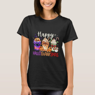 T-shirt Happy Hallothanksmas Coffee Halloween Thanksgiving