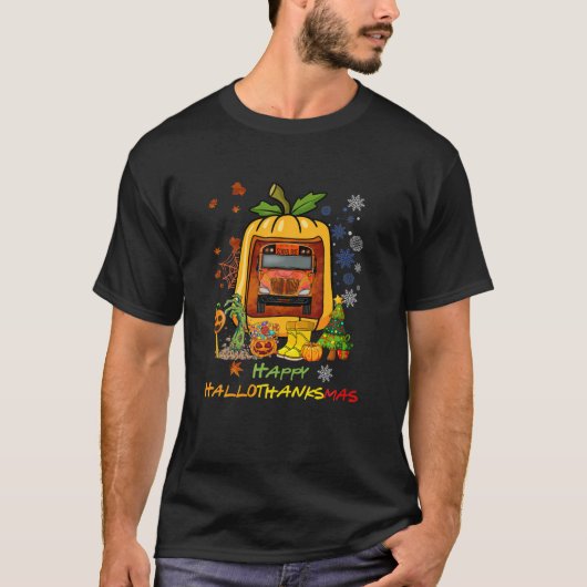 T-shirt Happy Hallothanksmas Conducteur de bus scolaire Ha (Devant)