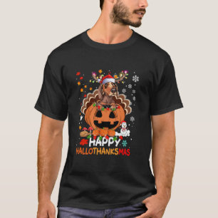T-shirt Happy Hallothanksmas Drôle Dachshund chien dinde D