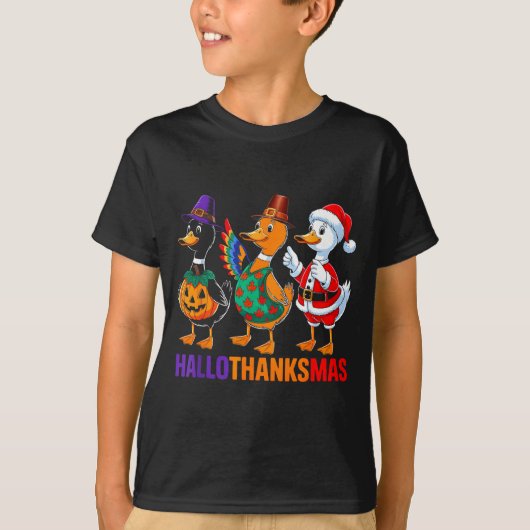 T-shirt Happy Hallothanksmas Duck Lover Halloween Merry Ch (Devant)