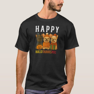 T-shirt Happy Hallothanksmas Frenchie Cute French Bulldog 