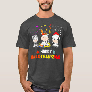 T-shirt Happy HalloThanksMas Père Noël Vache Halloween Tha