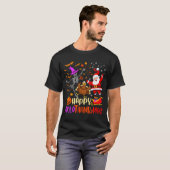T-shirt Happy Hallothanksmas Skeleton Pumpkin Turkey Santa (Devant entier)