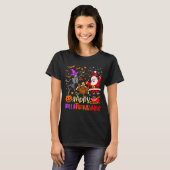 T-shirt Happy Hallothanksmas Skeleton Pumpkin Turkey Santa (Devant entier)