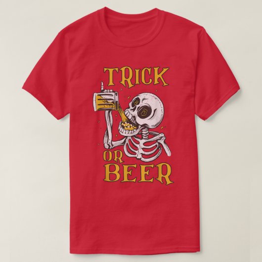 T-shirt Happy Halloween 2022 Trick ou squelette de bière H (Design devant)