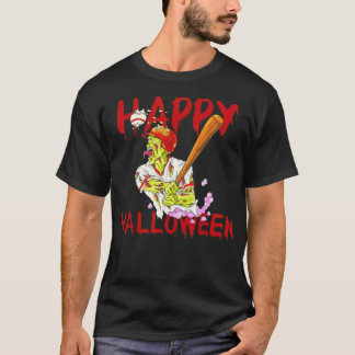 T-shirt Happy Halloween Baseball Zombie Costume de basebal