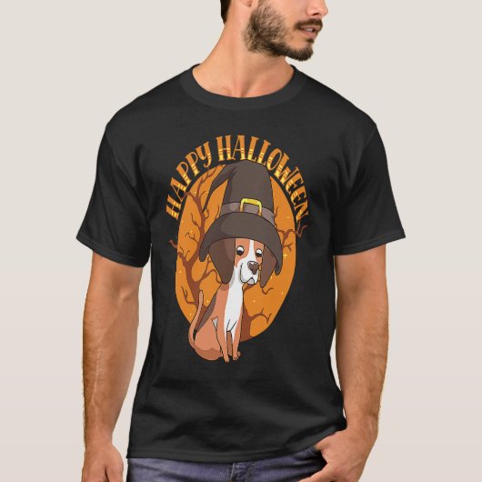 T-shirt Happy Halloween Beagle Witch Dog  Animal Halloween (Devant)