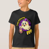 T-shirt Happy Halloween BOO! Cute Retro Ghost with Lantern (Devant)