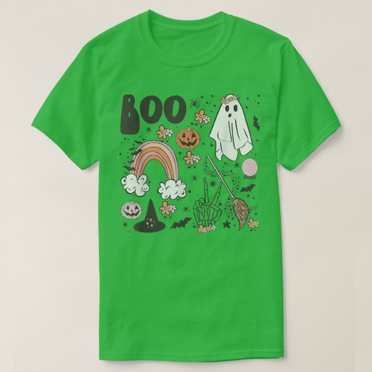 T-shirt Happy Halloween Boo Spiders Witch Casquette Rainbo (Design devant)