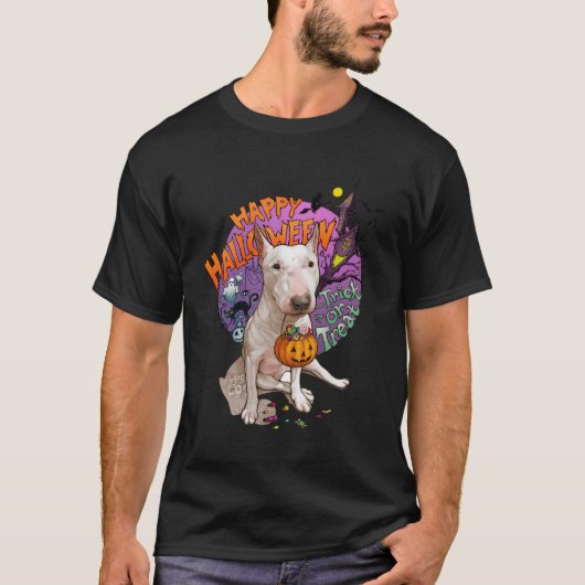 T-shirt Happy Halloween Bull Terrier Costume mignon Bully  (Devant)
