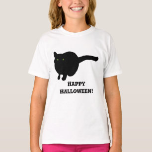T-shirt Happy Halloween Chat noir avec chemises vertes aux