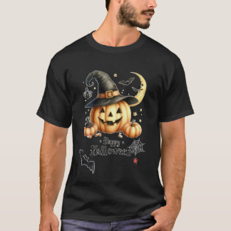 T-shirt Happy Halloween Citrouille avec Witch Casquette
